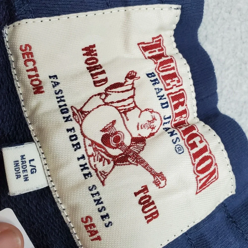True Religion Men Pants L/G Blue Sweatpants Jogger Logo Sweatpant 28